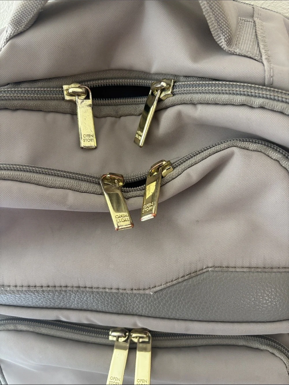 Neutral Gray Women's Backpack with Multiple Pockets